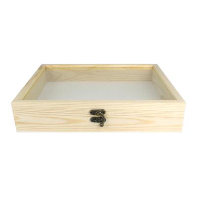 标本盒30x25x6cm实木玻璃展示盒