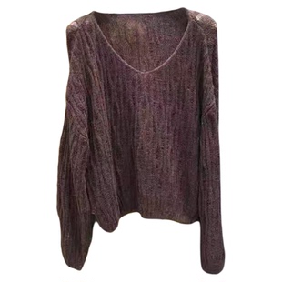 巨好看的早秋穿搭V领镂空针织衫女2025新款韩系慵懒宽松针织上衣