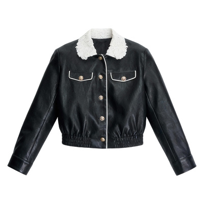 FragileHeart原创设计花边领皮衣