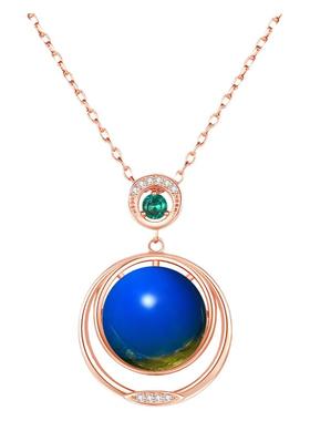 汉服气质项坠网红同款国风典雅旗袍复古装配饰仿蓝珀琥珀吊坠项链