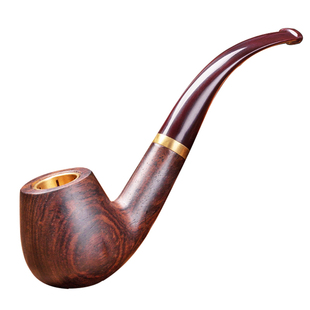 合旺实木三用过滤烟斗纯铜旱烟袋锅男士石楠木双柄传统老式烟杆