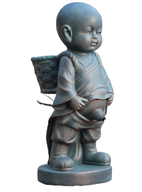 中式可爱小男孩喷泉阳台