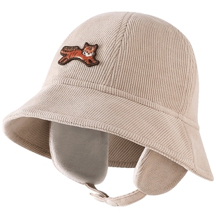 【商场同款】英氏婴儿帽子灯芯绒渔夫帽春秋季男童帽子新款