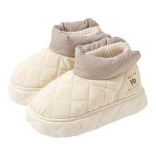 棉拖鞋女冬季包跟雪地靴潮厚底防滑保暖棉靴防水羽绒布棉鞋户外穿