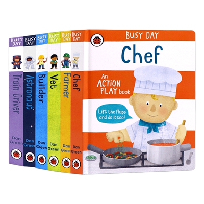 英文原版绘本 Busy Day 小瓢虫职业认知启蒙翻翻书6册 忙碌的一天 建筑工人厨师宠物医生宇航员农民 英文版 进口英语原版书籍