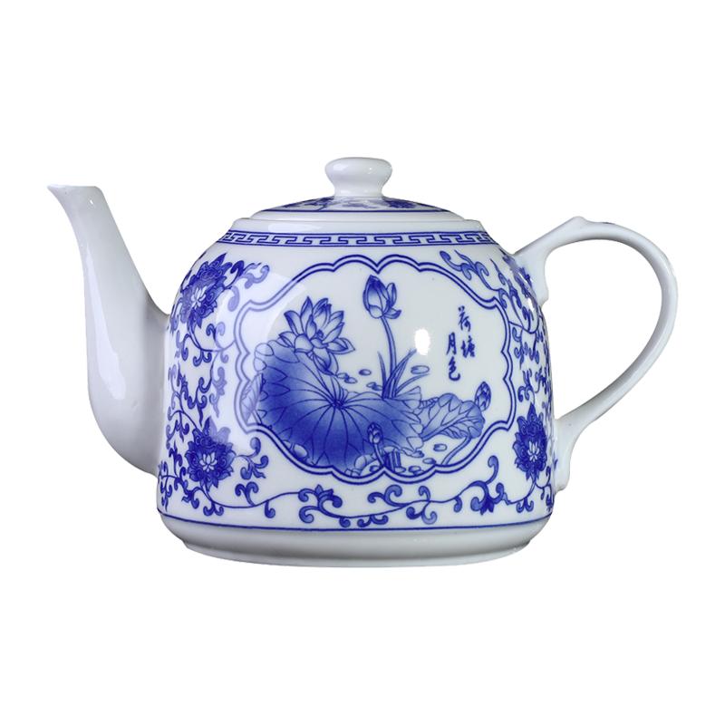 景德镇陶瓷器青花茶壶泡茶凉水壶家用提梁冷水壶大容量过滤壶中式