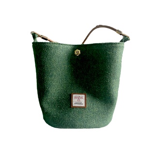 哈里斯粗花呢斜挎水桶包harris tweed清新绿手拎包单肩通勤斜挎包