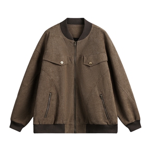 班尼路SK美式复古风男灯芯绒夹克春季潮牌飞行员棒球服时尚外套YS