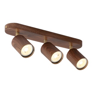 中古风明装射灯全光谱护眼可调节角度轨道灯胡桃木二头三头吸顶灯