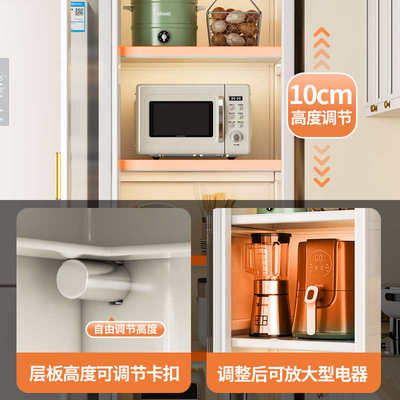 厨房夹缝置物架收纳橱柜落地多层带柜门窄款餐边柜靠墙一体窄缝架