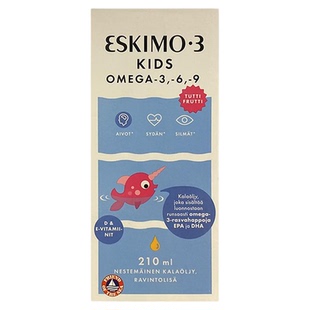28.10瑞典Eskimo3爱斯基摩高纯度儿童D3液体鱼油补脑210ml