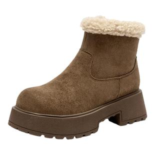 戈美其商场同款雪地靴女厚底2025新款防水防滑外翻毛棉鞋女冬外穿