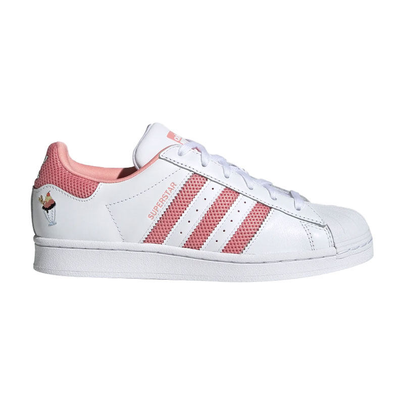 Adidas三叶草女子粉白贝壳头板鞋