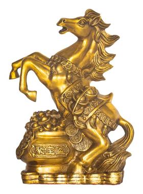 纯铜生肖铜马摆件立马发财马到成功聚宝盆招财进宝办公桌客厅摆设