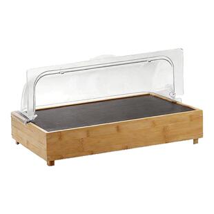 长方形刺身三文鱼日式生寿司盘料理盛器海鲜木架岩石板展示盘带盖