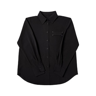 purposeful 高级感黑色长袖衬衣春夏小众上衣