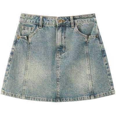 【商场同款】乐町洗水牛仔A字裙秋季分割线短裙C2HEE3337