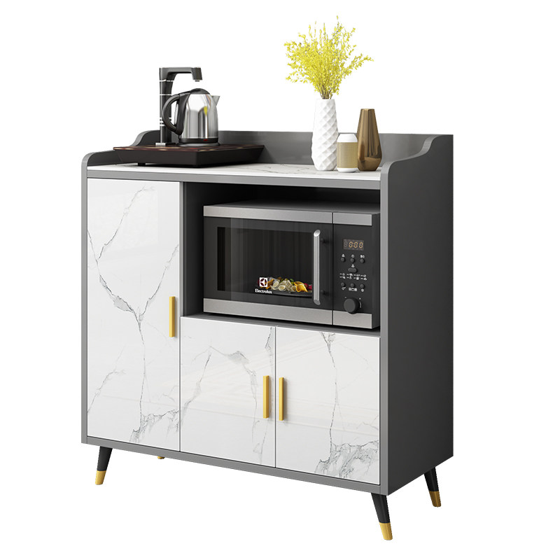 岩板餐边柜轻奢茶水柜厨房微波炉柜子客厅小储物柜简约现代碗橱柜