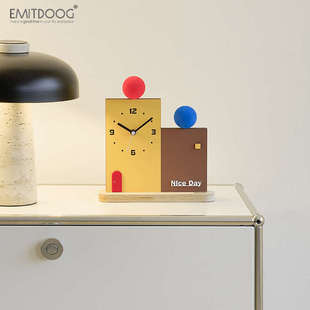 EMITDOOG现代创意办公桌面时钟摆件卧室房间家居客厅座钟装 饰礼品