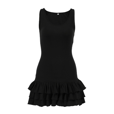 女士背心圆领上衣荷叶摆春夏百搭