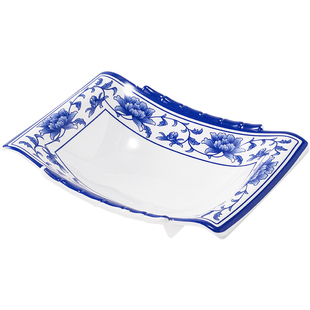 密胺仿瓷青花瓷小吃盘子异形创意餐具酒店餐厅凉菜盘小菜碟子商用