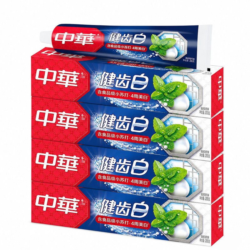 中华牙膏健齿白旗舰店官方正品口腔清洁清新含氟去牙刷套装男女士