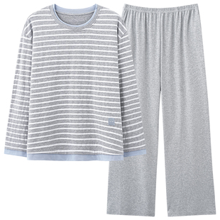 芬腾可安睡衣女款冬季高级感纯棉带胸垫女士长袖浅灰家居服春秋款