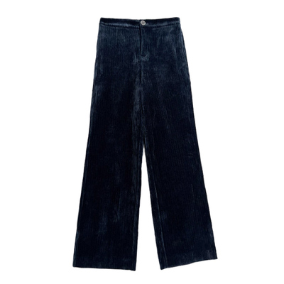 诗梦秋冬藏青高腰直筒阔腿长裤