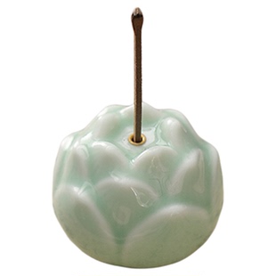 非遗陶瓷莲花线香香薰炉香插香座底座茶桌家用檀香沉香熏香禅意