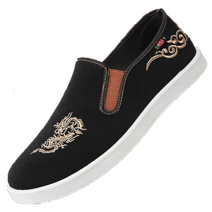 老北京布鞋男士2025新款防滑透气国风刺绣一脚蹬软底休闲工作单鞋