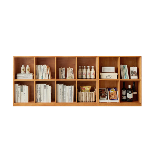 实木落地矮书柜家用自由组合格子柜卧室储物柜儿童书架客厅电视柜