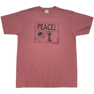 美式复古暗粉色豆沙粉花生漫画Snoopy查理布朗情侣款短袖T恤男女