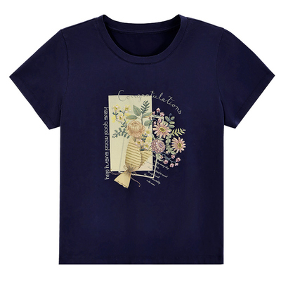 正肩圆领短袖T恤女爆款洋气上衣