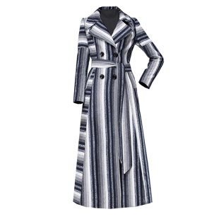 条纹羊绒大衣长款冬天新款收腰英伦风高级感毛呢外套大牌洋气女装