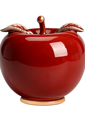 大号红色苹果家居装喜庆风陶瓷器