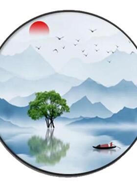 中式圆形玄关装饰画挂画入户餐厅