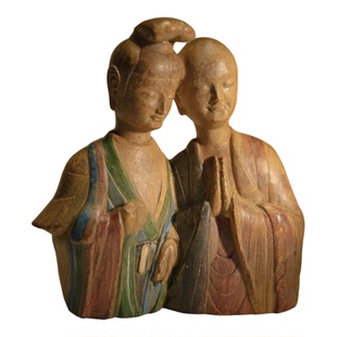 麦积山石窟菩萨与比丘“窃窃私语”彩塑冰箱贴创意礼品甘肃纪念品