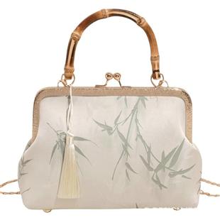 上新旗袍包手提包斜挎包时尚气质古风口金包旗袍包竹节母亲节礼物