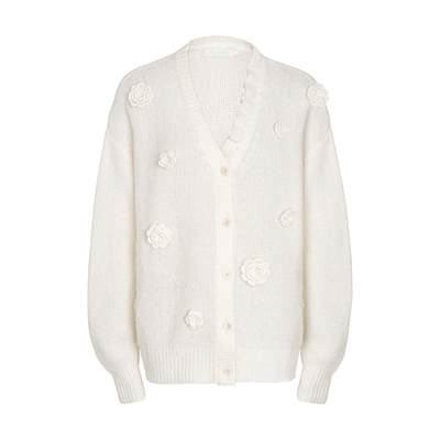 羊毛针织钩花木耳花边毛衣