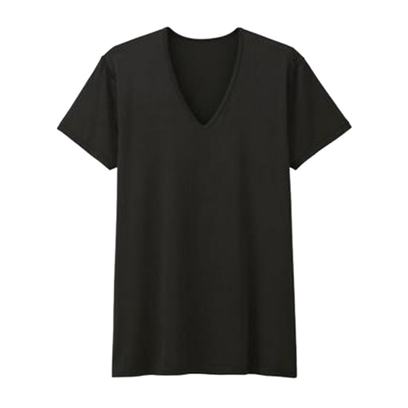 男士短袖T恤深V低胸大领口紧身上衣服男潮流新款夏装男装半袖体恤