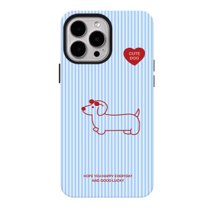 条纹小狗适用苹果17promax手机壳iphone16pro菲林磁吸支架个性华为P80小米15小众vivo防摔保护壳oppo清新可爱