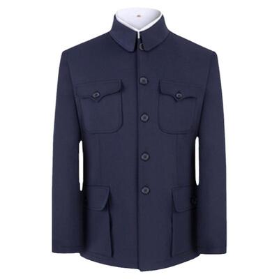 中山装男套装中老年人上衣春秋外套爸爸装老年中山服爷爷装唐装