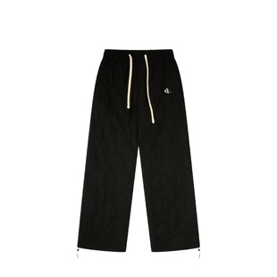 QUARTER IN NIGHT冬新款撞色logo刺绣薄棉卫裤宽松直筒休闲裤