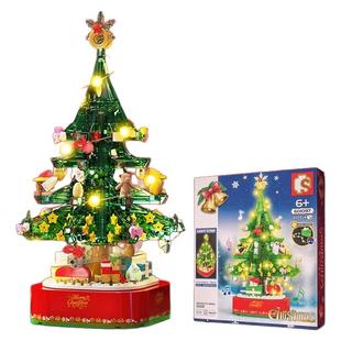 森宝圣诞树积木雪人摆件圣诞节日礼物小颗粒儿童益智拼装创意玩具