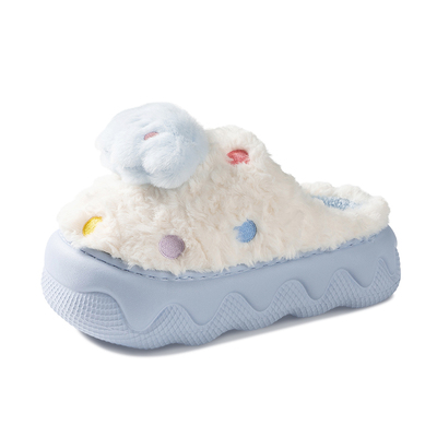 latetime可爱厚底增高云朵棉拖鞋