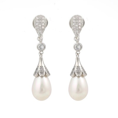 [水滴耳夹] 2025无耳洞银色水滴珍珠耳夹时尚感女士气质耳环1709