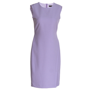 罗衣优雅番红花紫无袖连衣裙女夏通勤约会高级百搭修身裙子08900