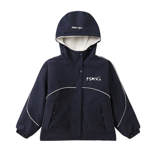 女童加绒外套秋冬2025新款洋气儿童冲锋衣中大童加厚冬季女孩上衣