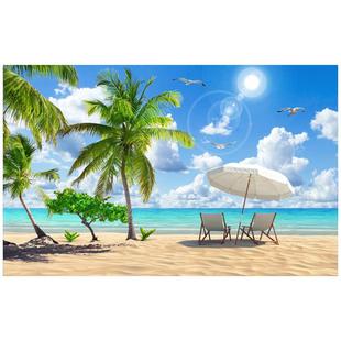 墙纸自粘海边风景画山水画贴画墙贴壁画客厅装饰画挂画电视背景墙