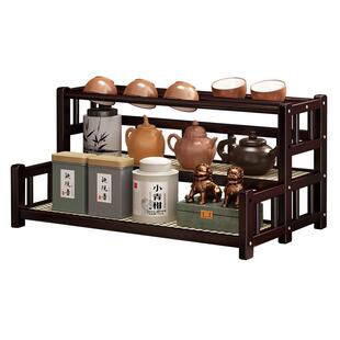 桌面博古架新中式非实木茶具茶叶置物架办公室茶桌小型茶杯展示架